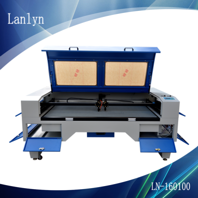 Twin Heads CO2 100W Shoe Design Laser Engraving Machine with Red Dot